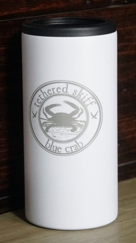 Slim Can Cooler - White - Blue Crab