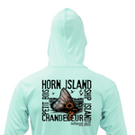 Tethered Skiff - Islands Print - Sea Foam - LS Hooded Performance - Tethered Skiff
